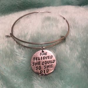 Dainty Bangle Style Bracelet Silver Tone Encouragement Female